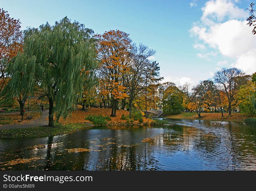 Riverbank on the bright autumn day (Riga, Latvia). Riverbank on the bright autumn day (Riga, Latvia)