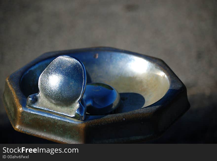 Blue drinking fountain