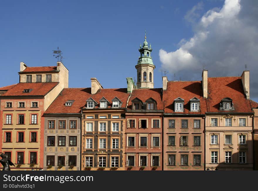 Old Town colorful houses - Warsaw Poland