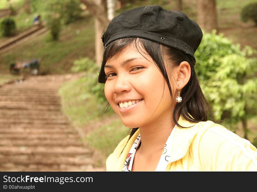 Cambodian girl smiling and posing. Cambodian girl smiling and posing