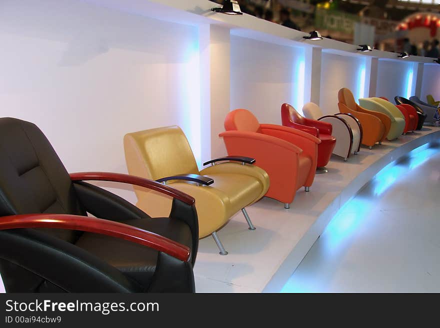 Photo of row of modern designed chairs