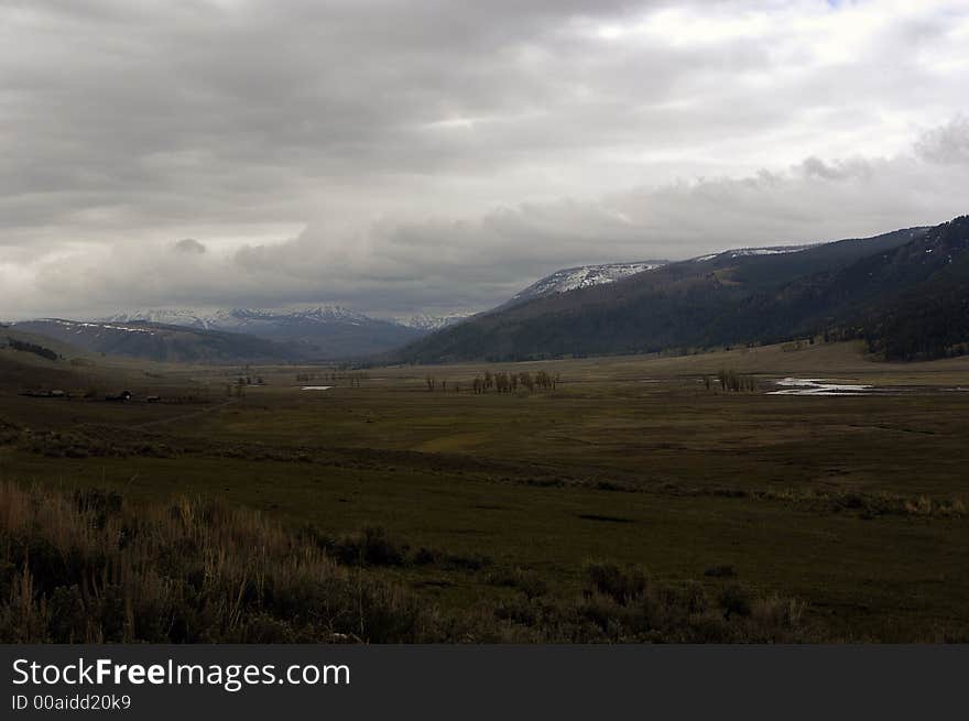 Cloud covered Lamar Valley in Yellowstone National Park.  World famous for it's wildlife.