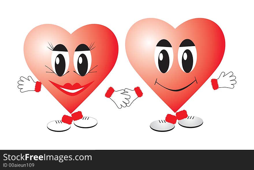 Valentine heart couple walking together illustration. Valentine heart couple walking together illustration