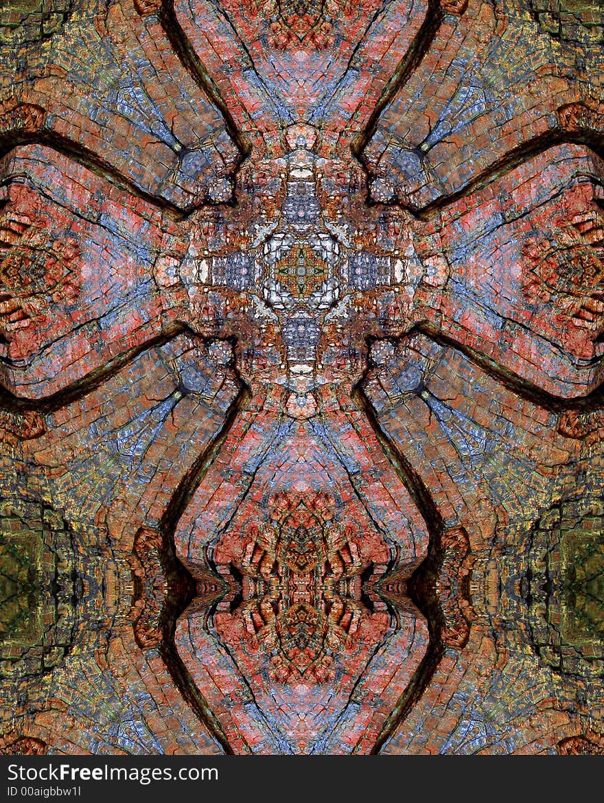 Kaleidoscope cross from photo of rock layers at low tide along Oregon coast. Kaleidoscope cross from photo of rock layers at low tide along Oregon coast