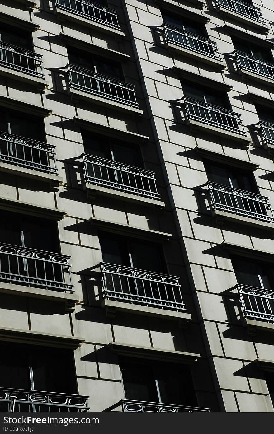 Residential  Building's facade, balcony in Melbourne CBD. Residential  Building's facade, balcony in Melbourne CBD