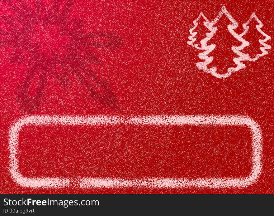 Christmas background with elements of snowflakes, fur-trees on a red gradient and field from a snow for input of the text. Christmas background with elements of snowflakes, fur-trees on a red gradient and field from a snow for input of the text