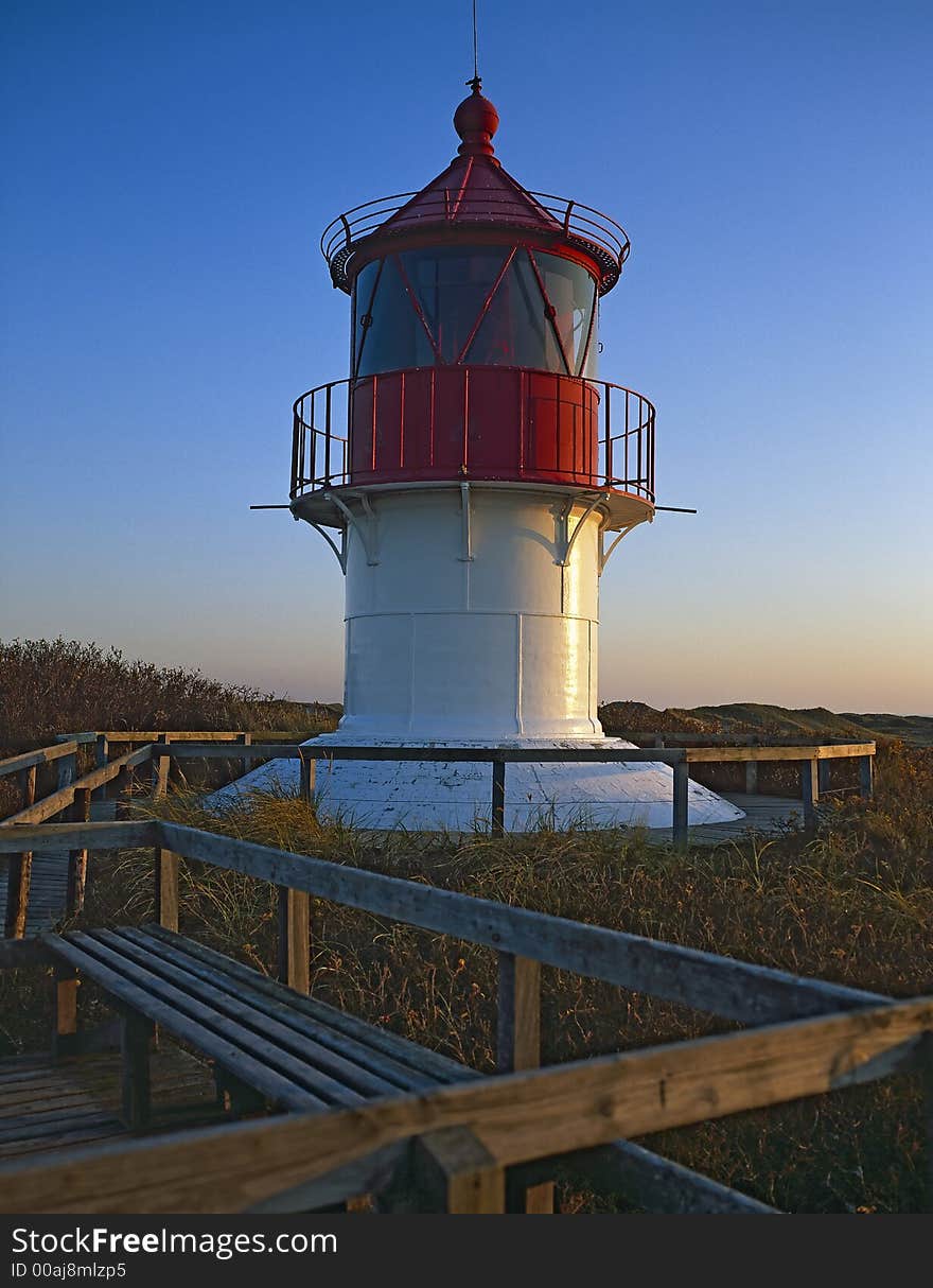 Untypical base lighthouse on the Noth Sea island of Germany, Amrum.