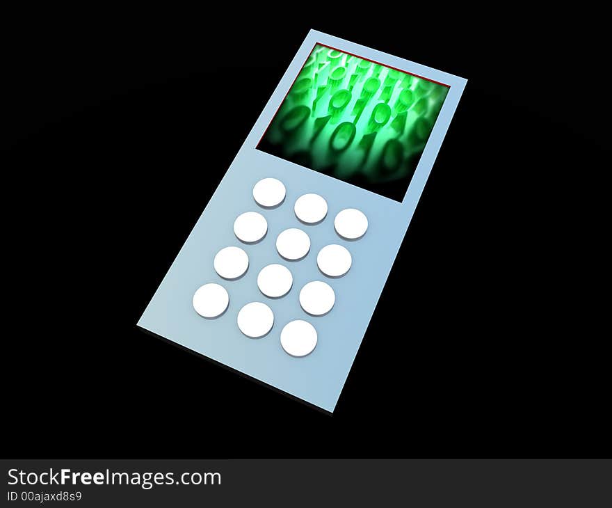 A computer created image of a mobile phone. A computer created image of a mobile phone.