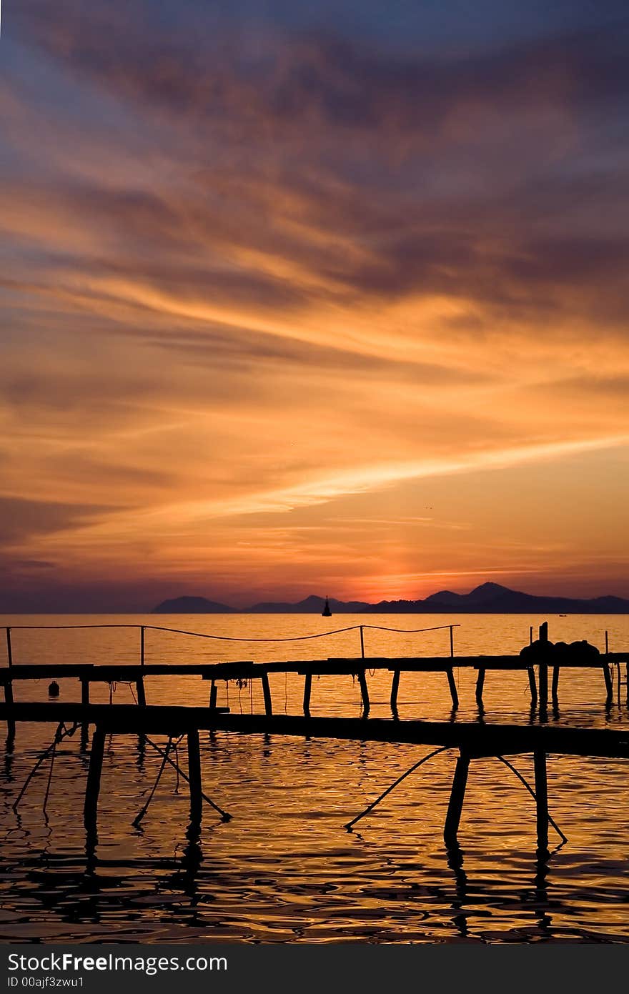 A gorgeous orange sky marks the end of the day in Cavtat, Croatia. A gorgeous orange sky marks the end of the day in Cavtat, Croatia