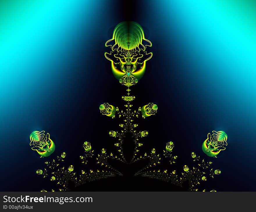 High resolution fractal rendering of jellyfish rising from the depths of the ocean