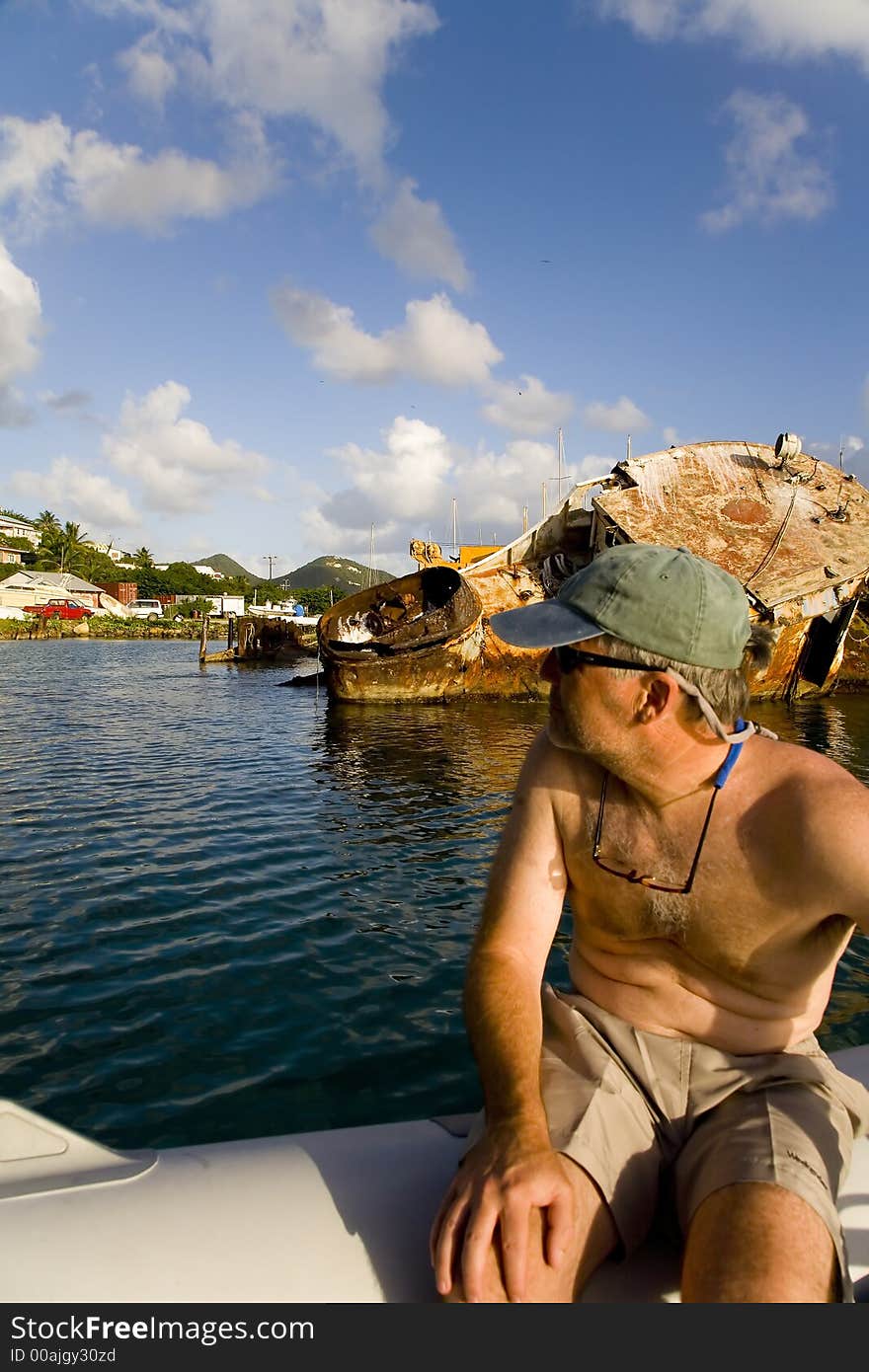 Shot of a sailor in a dinghy