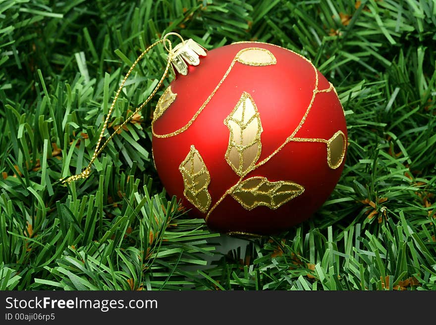 Christmas balls used as ornaments with shiny surfaces and textures