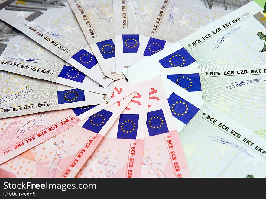 European money in different wievs