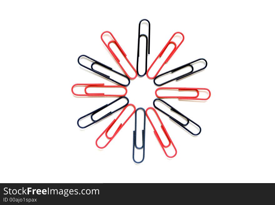 Pop Art Paper Clip Flower In Red And Blue On A White Background