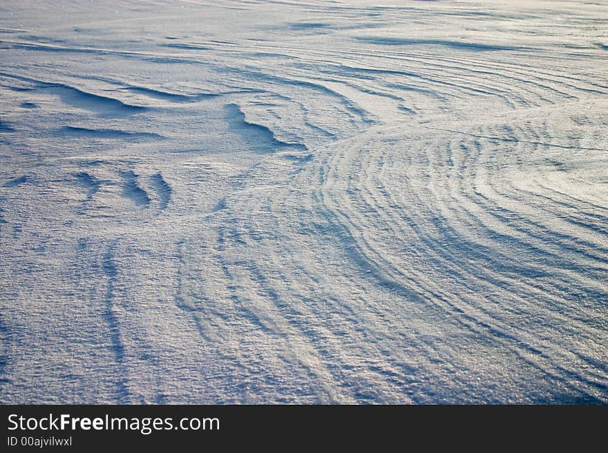 Wind erosion on the cold snow plain. Wind erosion on the cold snow plain