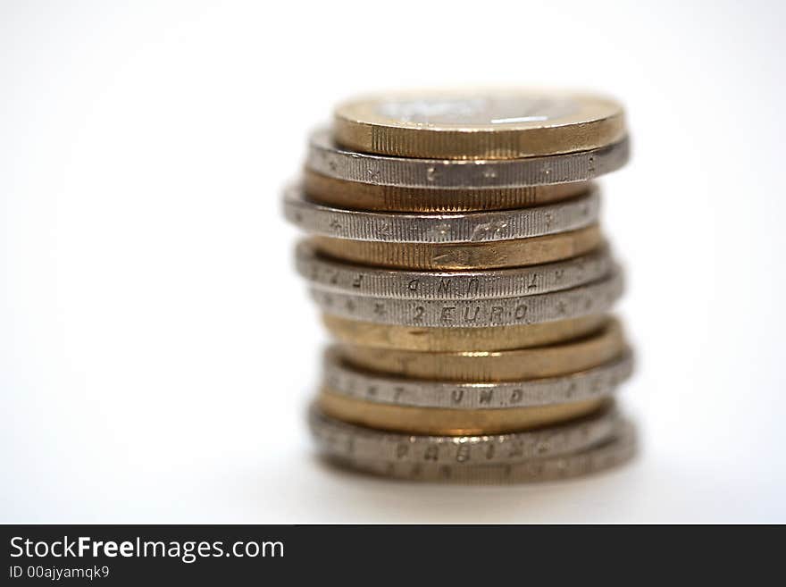 Euro and a white background. Euro and a white background