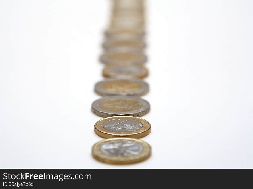 Euro and a white background. Euro and a white background