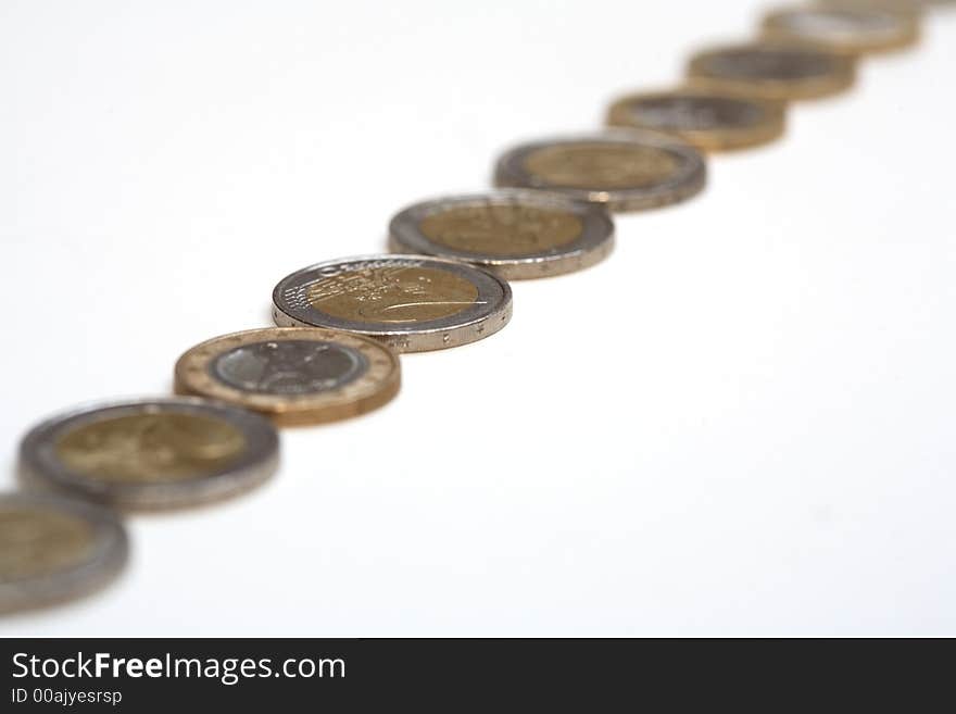 Euro and a white background. Euro and a white background