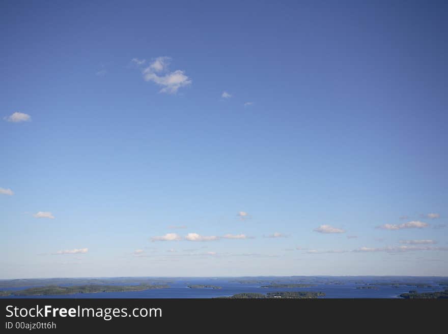 Sky and lake in finland