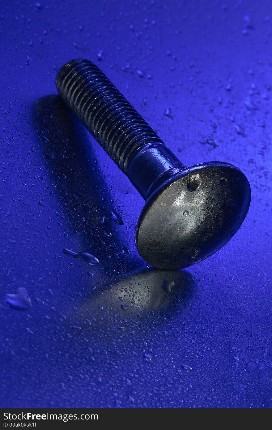 Blue Screw With Reflection