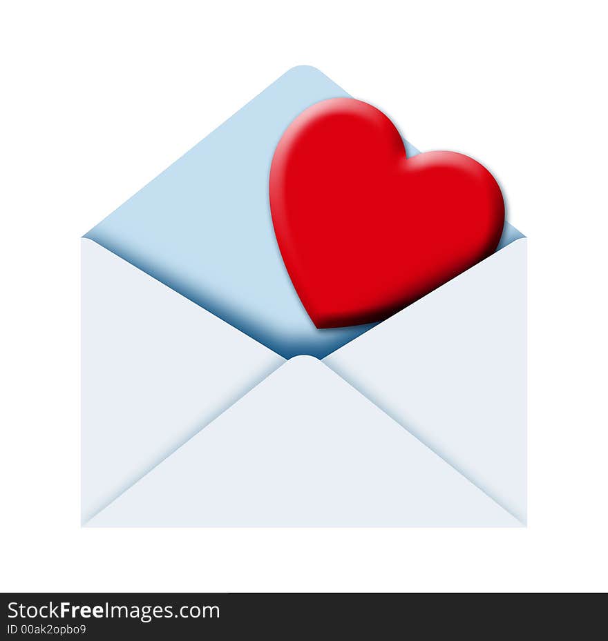 Illustration of a poste envelope with heart inside