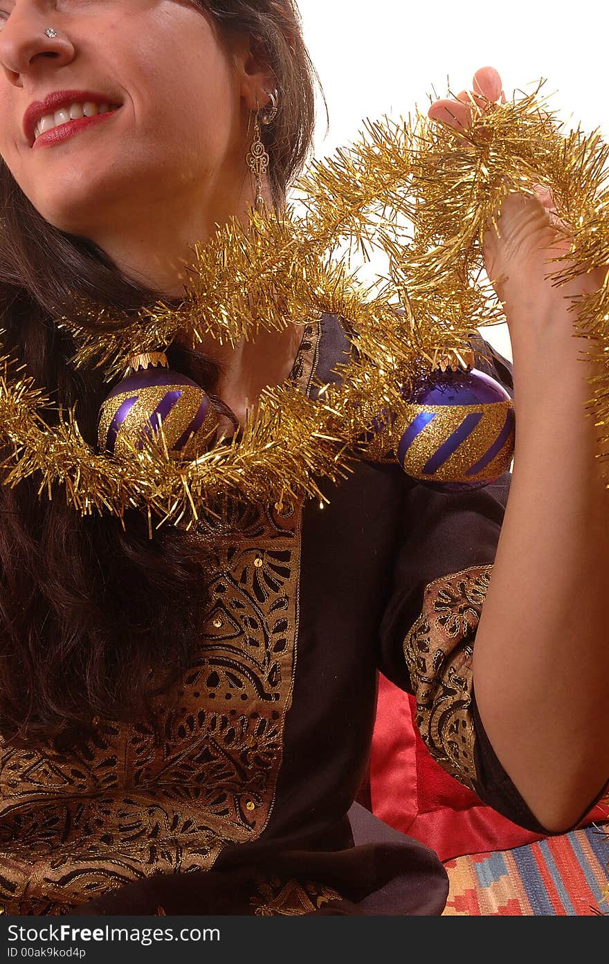 Woman and christmas decoration