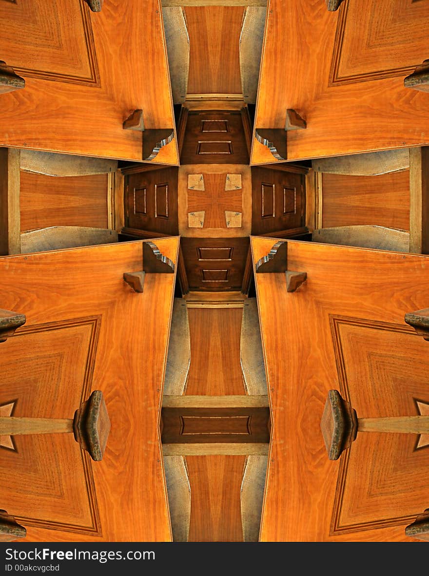 Kaleidoscope cross from photo of wooden seats for Benedictine monks, Mt. Angel Abbey, Oregon. Kaleidoscope cross from photo of wooden seats for Benedictine monks, Mt. Angel Abbey, Oregon