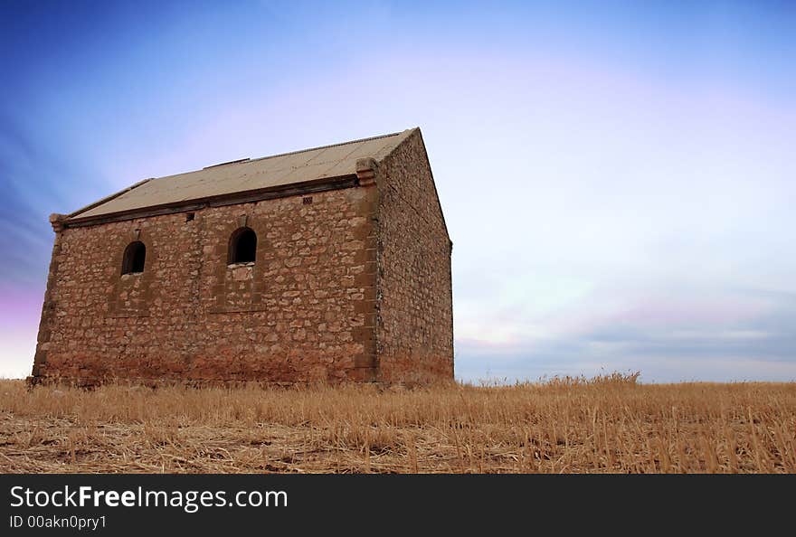 Old Abandoned Farm Building at Sunrise. Old Abandoned Farm Building at Sunrise