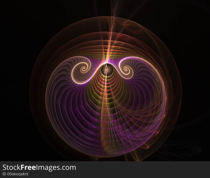 Fractal image of alien eyes on different colors on black background