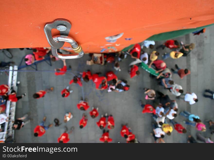 Anchor point on top of the climbing wall