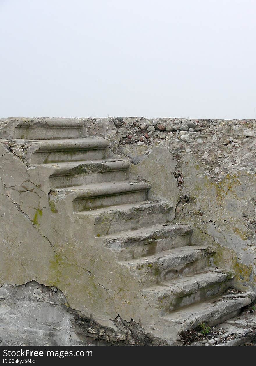 Old cement stairs of forts in Liepaja (Latavia)