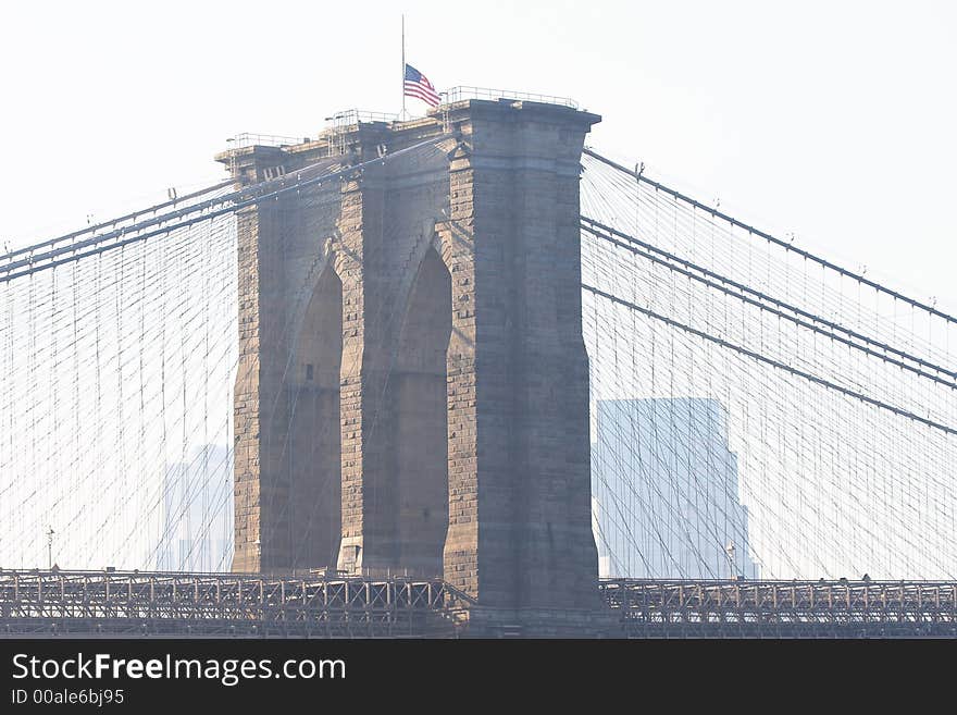 Brooklyn bridge looking west to Manhattan