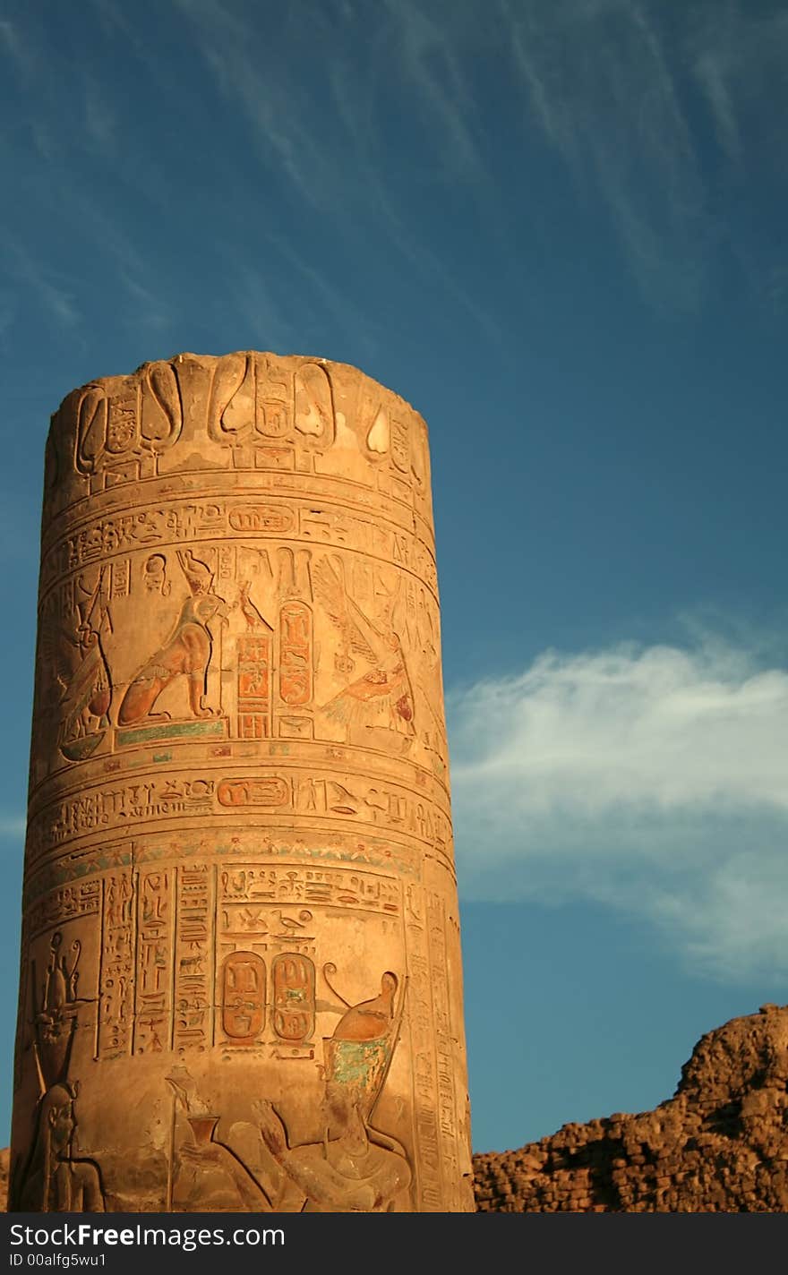 A painted sandstone column at the Temple of Kom Ombo, Egypt. A painted sandstone column at the Temple of Kom Ombo, Egypt.