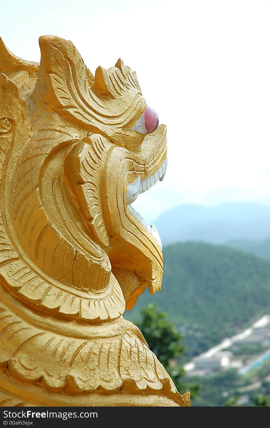 The lion molded figure at the Doi Kongmu temple in northen of Thailand. The lion molded figure at the Doi Kongmu temple in northen of Thailand.