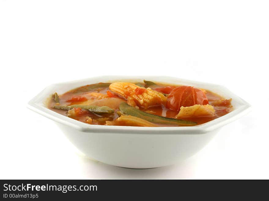 A warming bowl of Pumpkin Stew Isolated on a white background