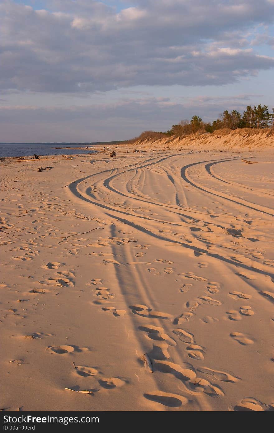 Sea, sand, tracks, horse, seacoast. Sea, sand, tracks, horse, seacoast