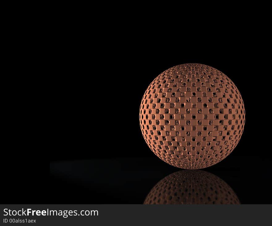 3D the image of a sphere on the varnished surface (abstract background). 3D the image of a sphere on the varnished surface (abstract background)