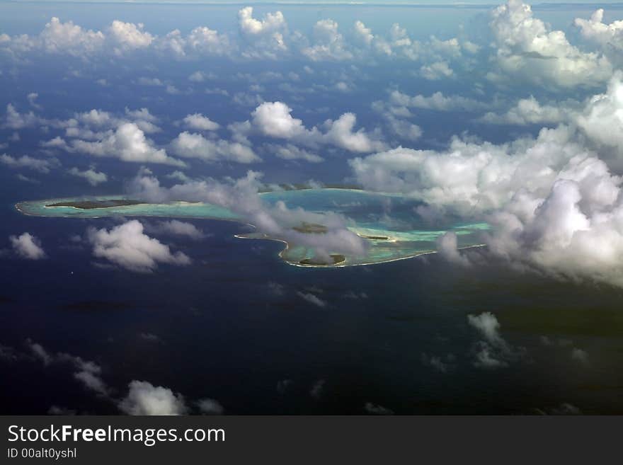 Pacific atoll island aerial view. Pacific atoll island aerial view