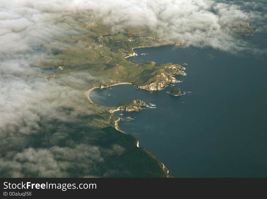 Isolated bay n new zealand coast