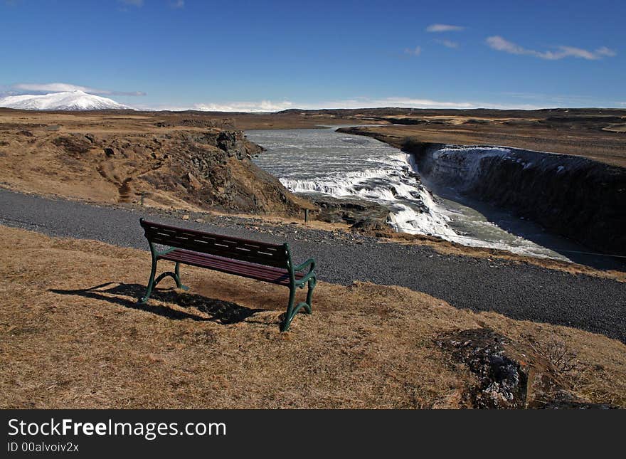 Gullfoss is a waterfall located on the White River (Hvítá) in south central Iceland. Gullfoss is also by far Europe’s most powerful waterfall. Gullfoss is an example of a waterfall forming where the water has followed a fissure in thelava and carved a passageway through it. Gullfoss is a waterfall located on the White River (Hvítá) in south central Iceland. Gullfoss is also by far Europe’s most powerful waterfall. Gullfoss is an example of a waterfall forming where the water has followed a fissure in thelava and carved a passageway through it.