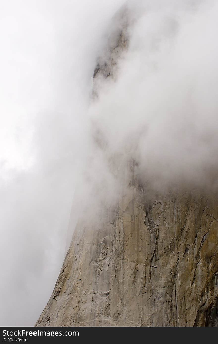 El Capitan under clouds