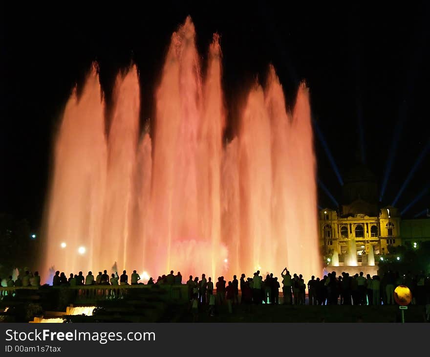 Montjuic (magic) fountain in Barcelona at night. Montjuic (magic) fountain in Barcelona at night