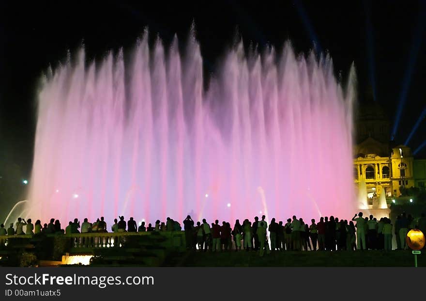 Montjuic (magic) fountain in Barcelona at night. Montjuic (magic) fountain in Barcelona at night