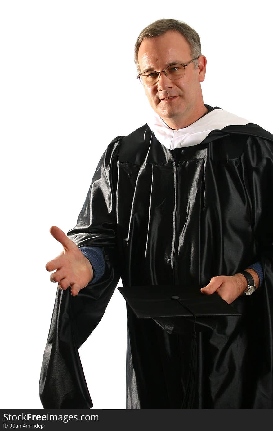 Professor in graduation attire