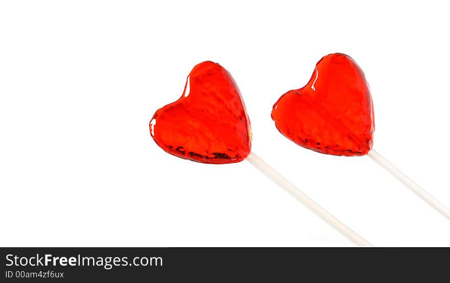 Two heart shaped lollipops for Valentine