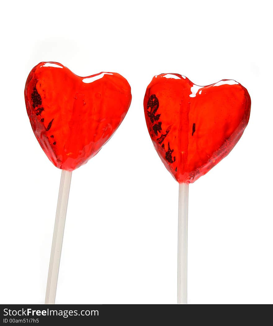 Two heart shaped lollipops for Valentine