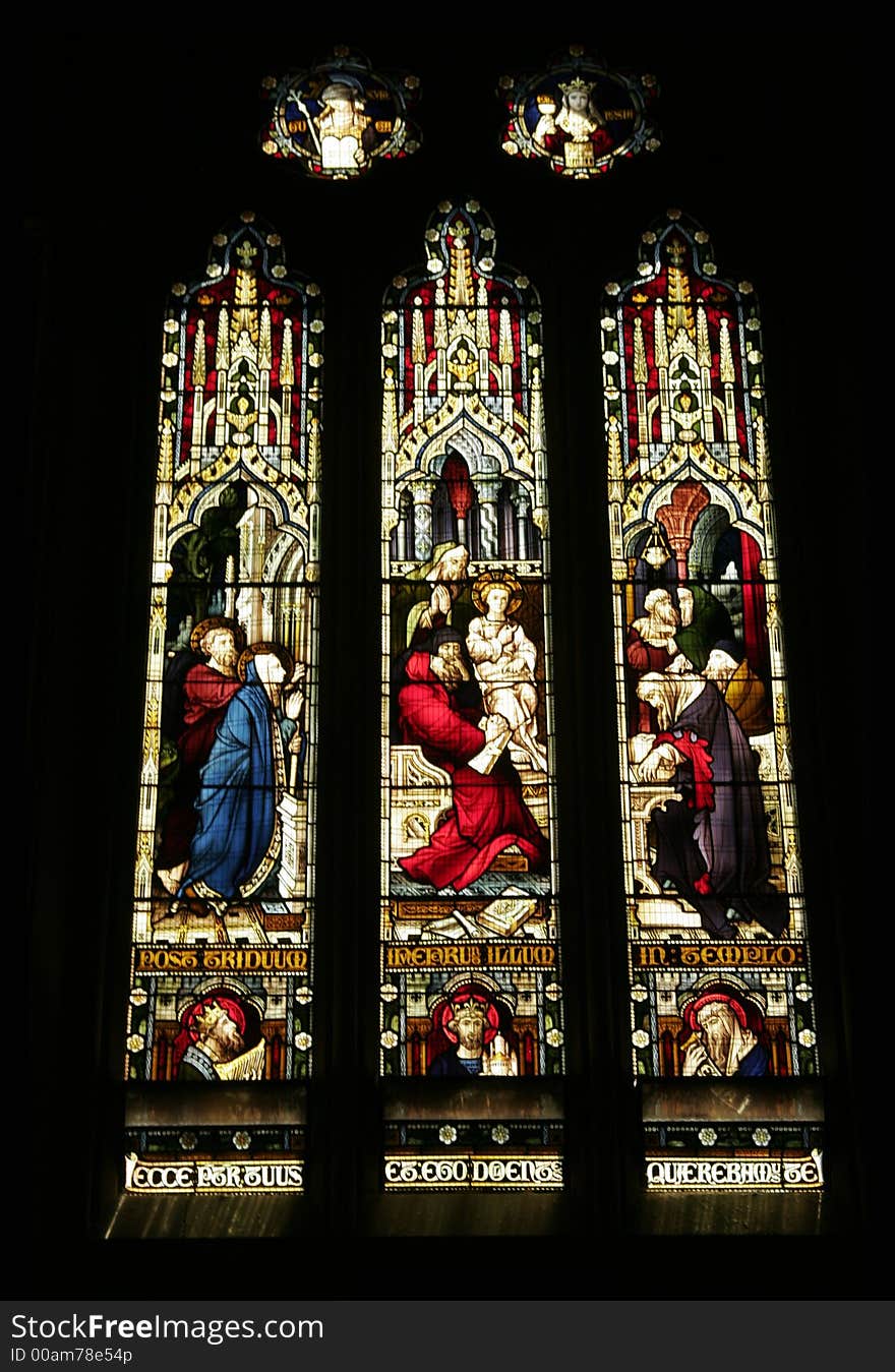 Stained Glass - Close-up on a church window of a Cathedral, Sydney, Australia