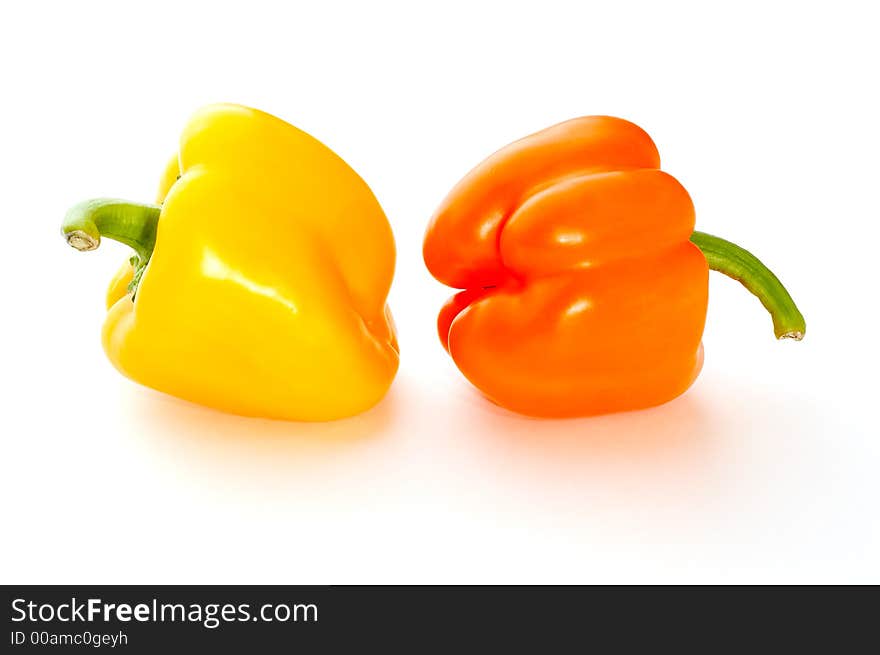 Two sweet peppers on white. Two sweet peppers on white