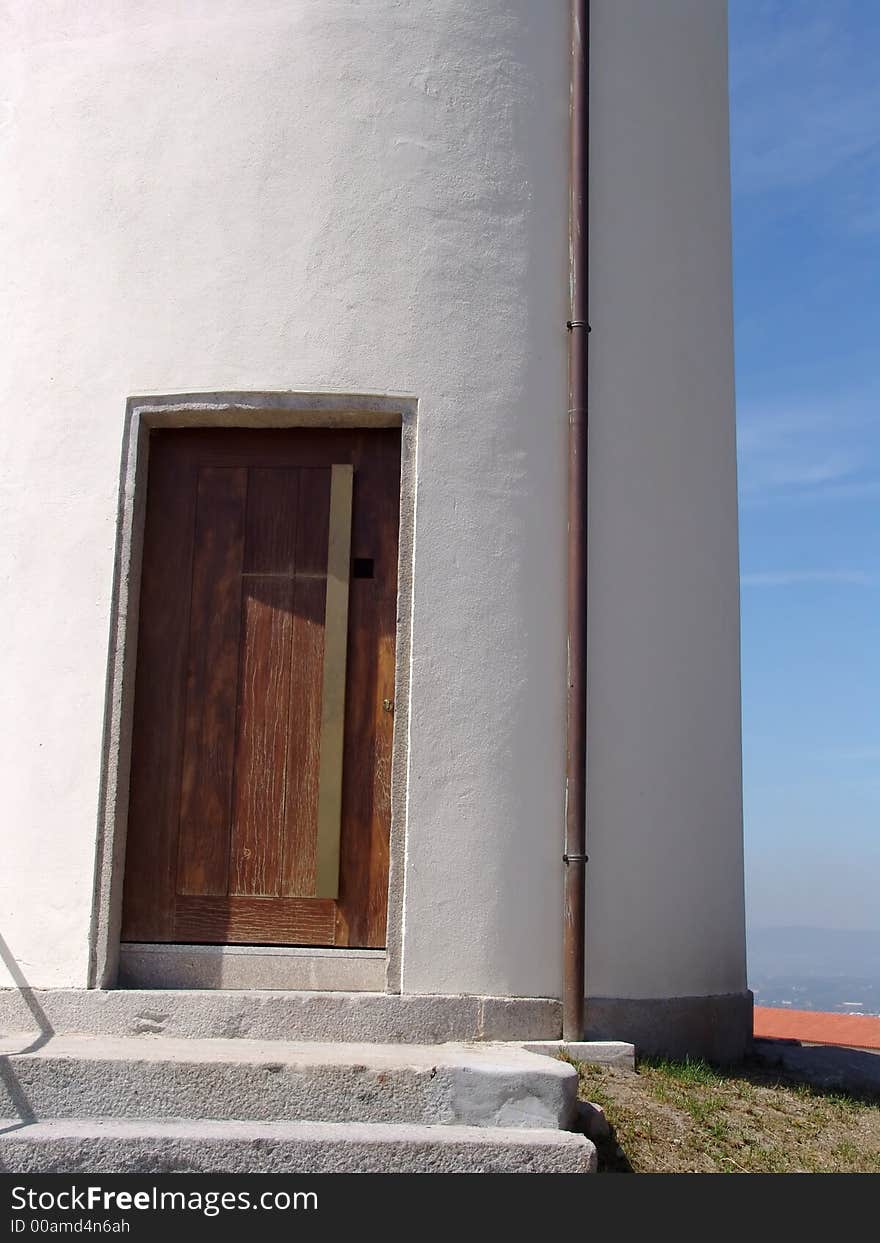 Door; white; sky; stairs; detail