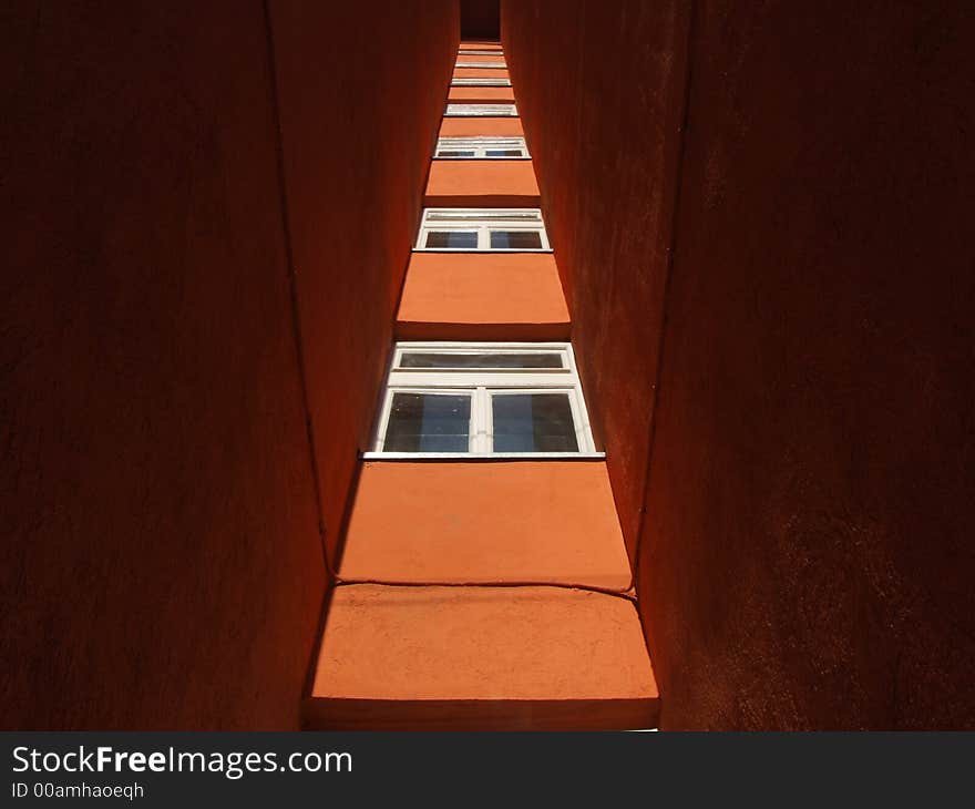 Strange facade building with window. Strange facade building with window